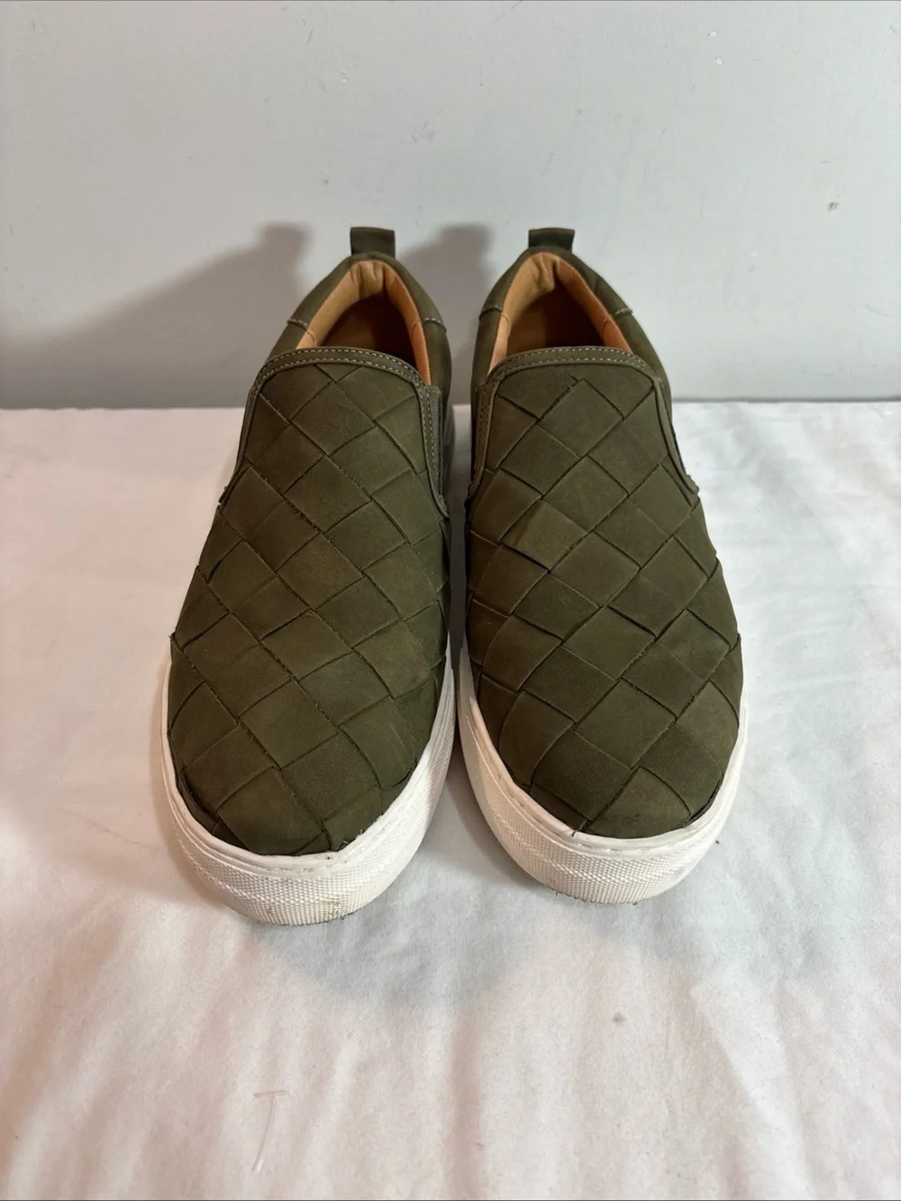 Steve Madden Women’s Slip-On Woven Casual Sneakers in Olive Green 9/2